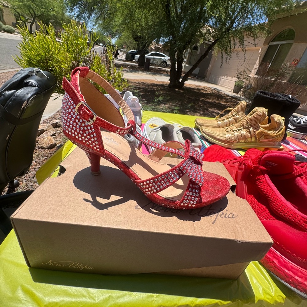 Red Rhinestone kids Heels